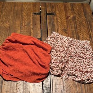Women's Orange and Floral Ruffle Shirts Size S/m